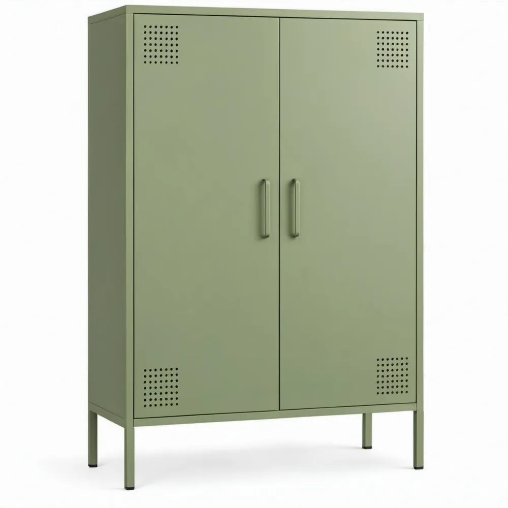 Stalen kast met 2 deuren, 80 x 40 x 180 cm, olijfgroen