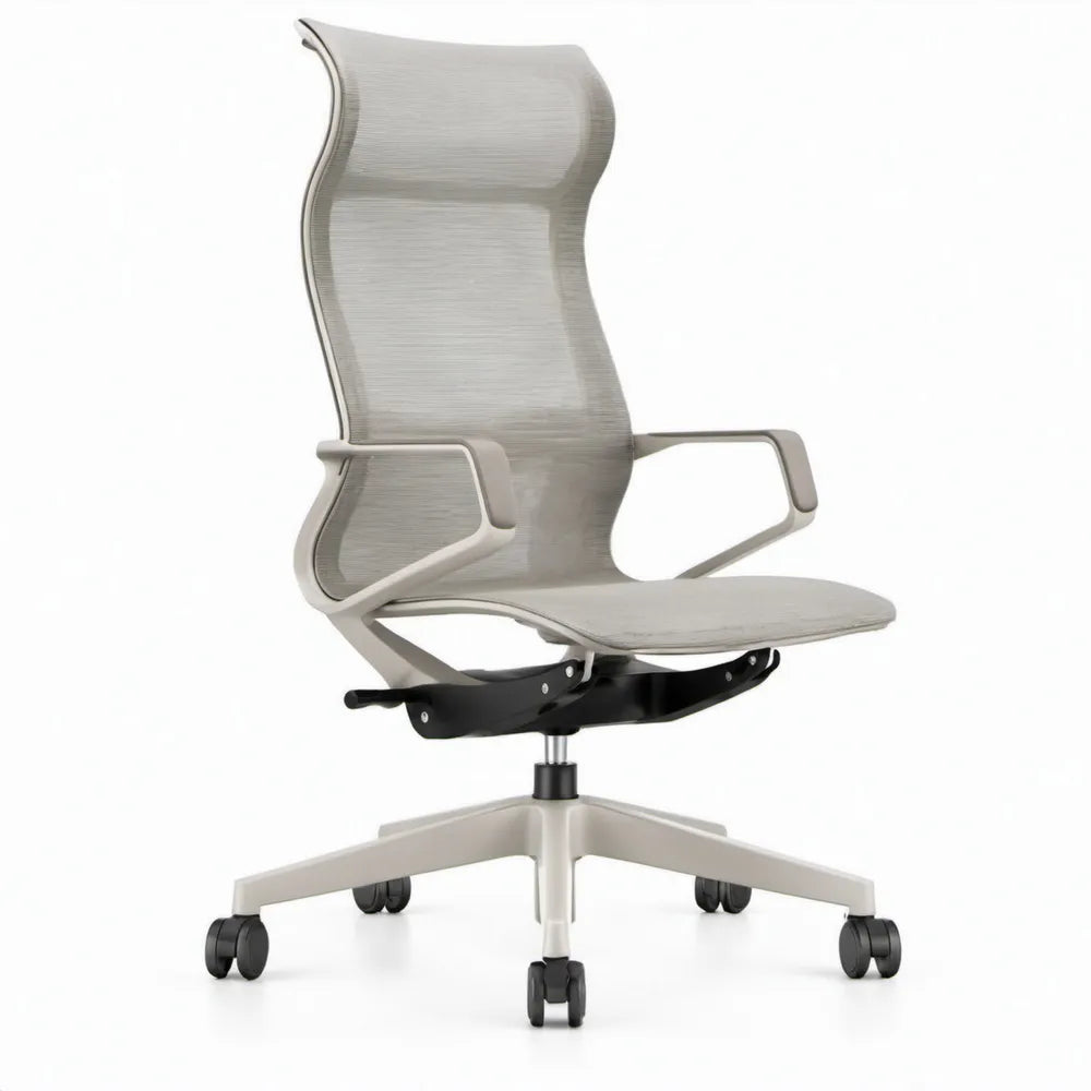 Ergonomische bureaustoel met hoge rugleuning, grijs/zwart, 66 x 66 x 118-128 cm
